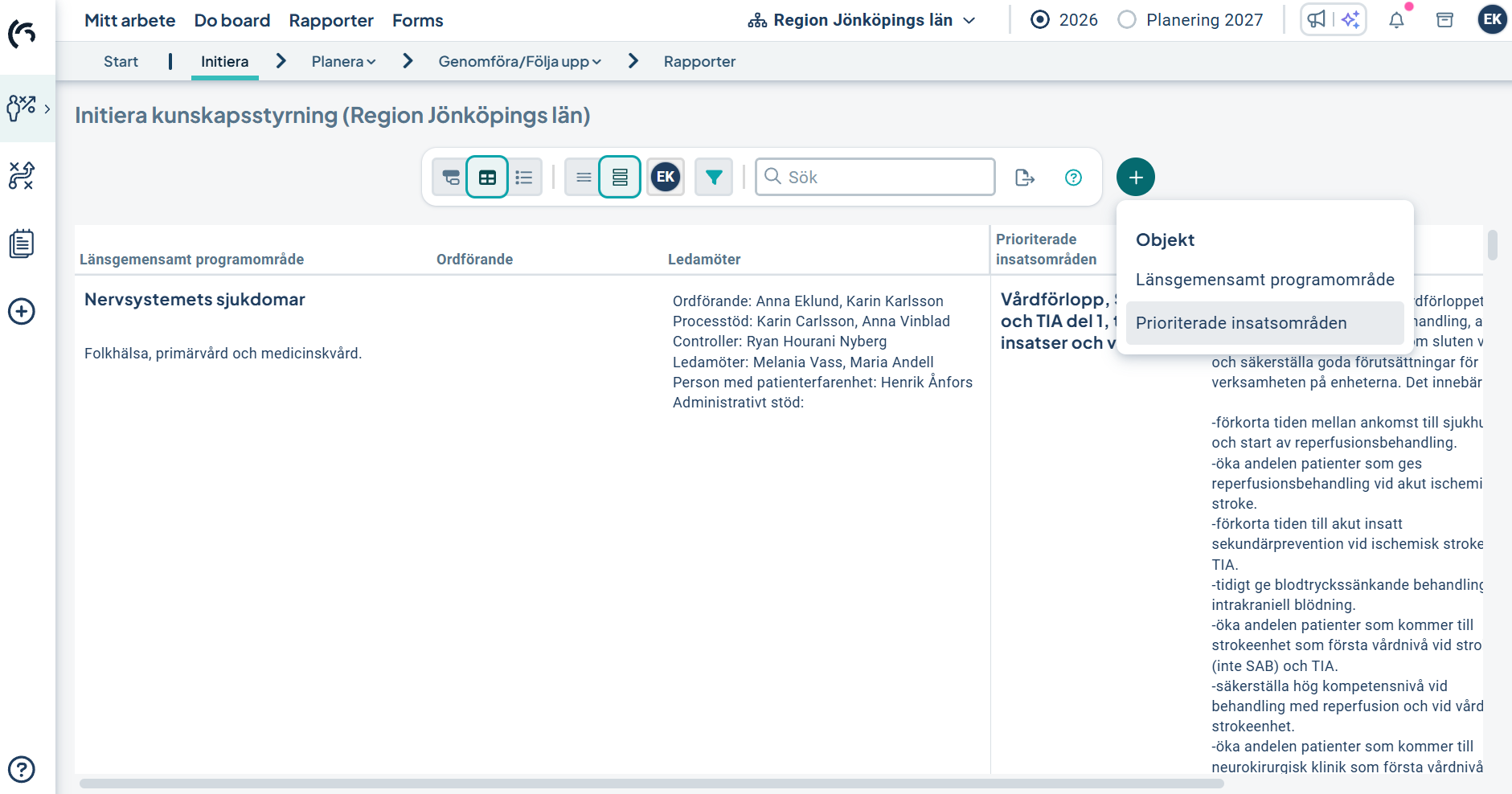 inmatningsf&auml;lt f&ouml;r prioriterade insatser i Stratsys
