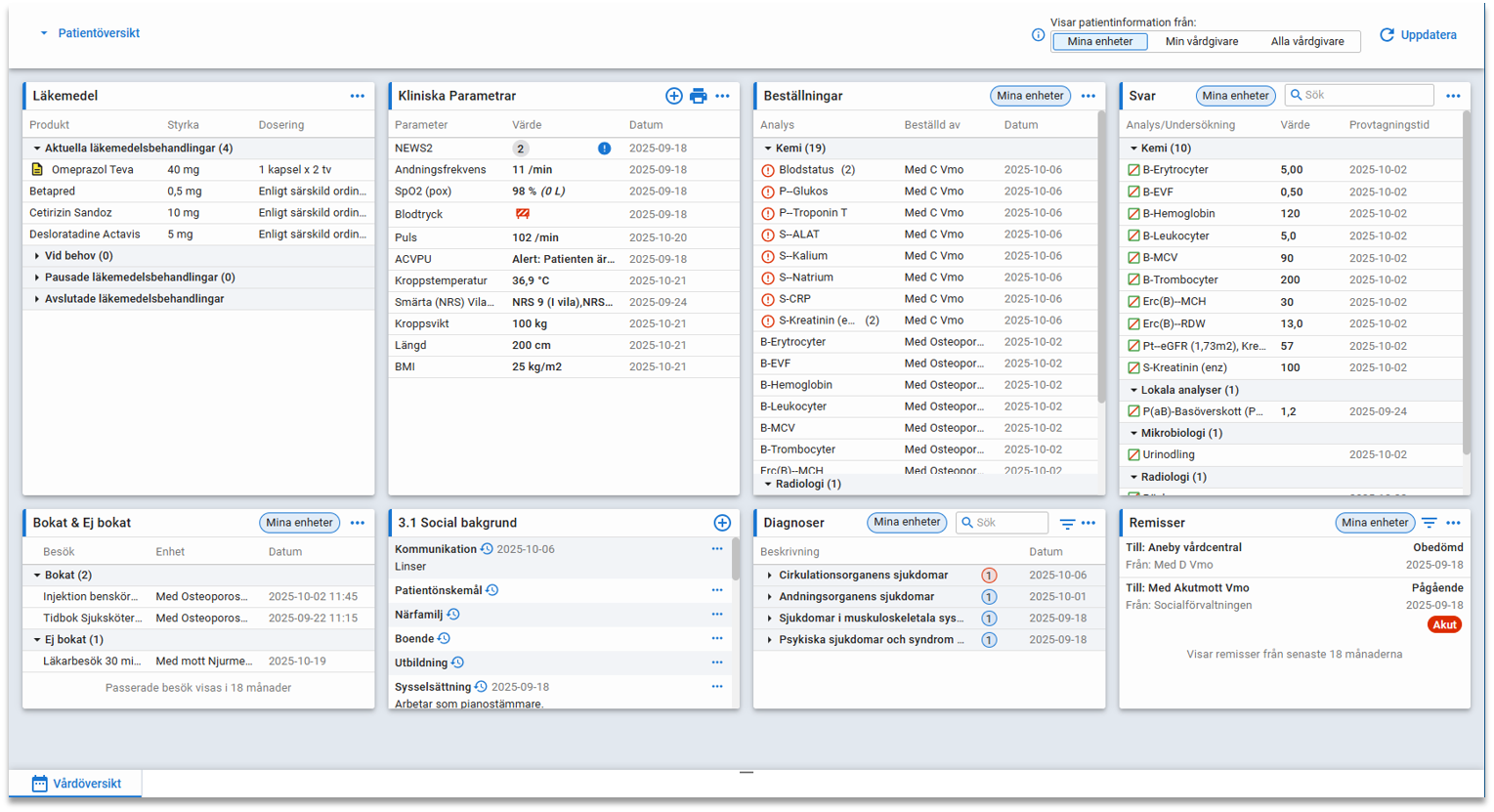 Nya patientöversikten i Cosmic