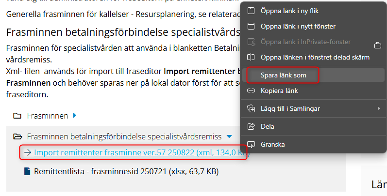 Frasminnen betalningsförbindelse specialistvård