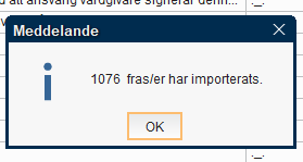 fras/er har importerats