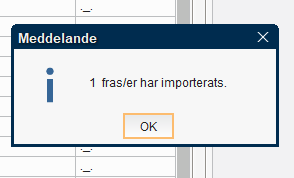 1 fras/er har importerats